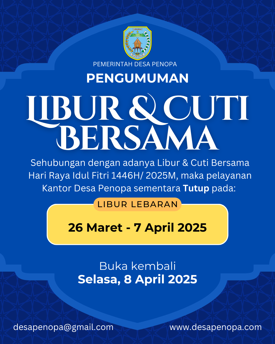 Pengumuman Libur dan Cuti Lebaran